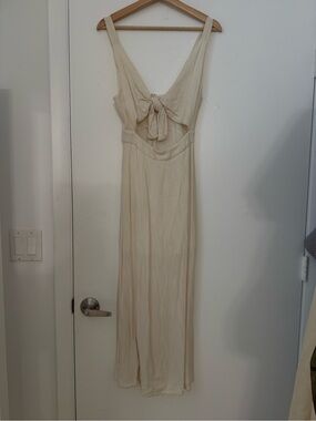 zinc Cream Midi Dress with Front Tie, S